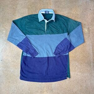 Vintage Loafers by Robert James Rugby Shirt Mens L Colorblock Long Sleeve Green